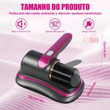 Mini Aspiradora Inalámbrica Para Eliminación De Ácaros Con Luz Utravioleta Aspiradora Portátil Inalámbrica, Aspiradora De Colchones, Aspiradora De Cama Uv InaláMbrica De Mano, MáQuina De Limpieza Silenciosa Para Eliminar áCaros, SuccióN Fuerte Y Bajo Nivel De Ruido, Luz Uv, Filtro Hepa Lavable Para Limpieza Profunda, Aspiradora De Mano Que Limpia Eficazmente La Cama, Aspiradora De Colchones Con Cable Para Camas, Almohadas, SofáS De Tela, Alfombras - Morado - Ver 2
