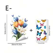 1/5 Sets Spring Vibrant Tulip & Butterfly Window Stickers, Reusable PVC Double-Sided Static Cling Window Decor Stickers, Suitable For Bedroom, Living Room, Study And Office Decor, Also Prevent Collision And Bird Strike - Multicolor - View 11