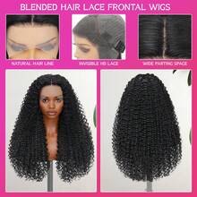 NATAN Elegant Afro Curly Kinky Wig For Women, Unisex-Adult, 180% Density Long Curly Synthetic Wig, High Temperature Fiber, Natural Look Lace Front Wig - Natural & Black - View 9