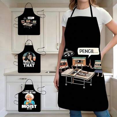 1PC Vintage-Themed Kitchen Apron With Creative Text, Suitable For Household Kitchen Cooking, Baking, Bbq, And Patio Use, Unisex For Adults, A Unique And Creative Gift