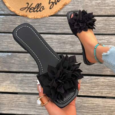 Women's Bow Tie Beach Slippers, Casual & Comfortable Ribbed Fabric, Lightweight And Non-Fatiguing, Versatile Slip-On Sandals To Pair With Dresses