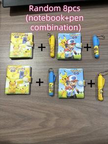 2/4/8pcs Pokemon Pocket Monster Notebook With Pen, Spiral Bound Memo Pad, Student Gift, Suitable For Holidays, Parties, Small Gifts (Pen And Notebook Are Random Combination) - Multicolor - View 9