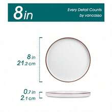 4/6 Serving Plates And Bowls Set, Blue/ White/ Black/ Turquoise/ Cream Tableware Set, Bowl Set, Dinner Plate Set, Dessert Plate Set, Porcelain Tableware Set Plate, Bowls, Cutlery Set, Dishwasher And Microwave Safe, Handmade, for Home, Restaurant - Weiß - 6-teilig (20,32 cm) - Übersicht 12