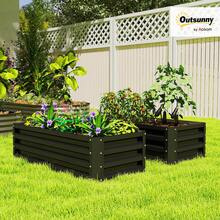 Outsunny Set Of 2 Raised Garden Bed, 3.6 X 1.6 X 1ft Steel Planters For Outdoor Plants, Elevated Planter Box, Easy-To-Assemble, For Flowers Herbs And Vegetables, Black - màu đen - Xem 2