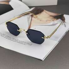 Modische metallrandlose Farbverlauf Polygon Brille, luxuriöse ozeanische Farbe Unisex Brillen - Verschiedenfarbig - Übersicht 7