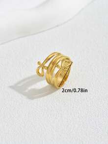 1 chiếc nhẫn thép không gỉ nhiều lớp hình thánh giá Ai Cập cổ đại, kiểu dáng cổ điển, thích hợp làm quà tặng hàng ngày, dự tiệc, lễ hội (Lưu ý: Thánh giá và nhẫn có thể bị gãy ở chỗ nối trong quá trình vận chuyển, vui lòng không đặt hàng nếu bạn không thích điều này). - Vàng - Xem 5