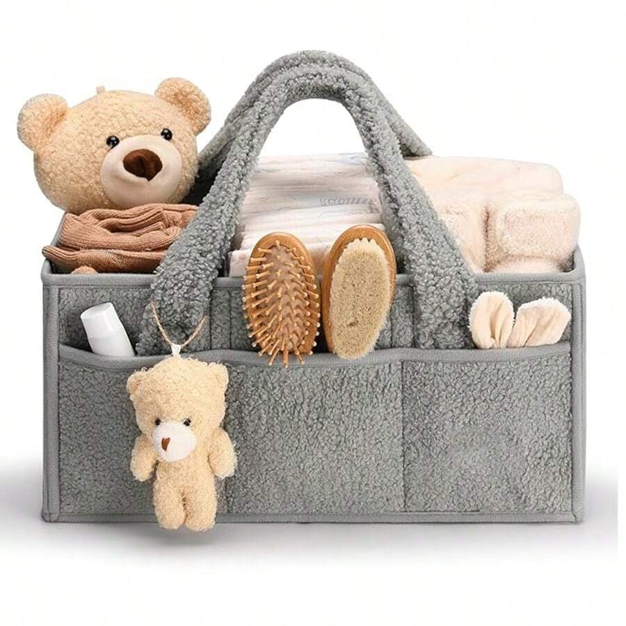 New Plush Baby Diaper Storage Bag, Large Capacity Diaper Changing Pad Organizer, Travel Mommy Bag - Multicolor - View 1