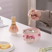 1pc/5pcs Flower Bud Gradient Cat Matcha Tea Set, Includes Matcha Bowl, Matcha Whisk, Matcha Cup, Stirrer, Tea Spoon, Tea Bowl Set, Matcha Preparation Tools, Dessert & Beverage Making Tools, Japanese Gift Box, Matsukane Matcha Stirring Set, Gift For Matcha Lovers - Multicolor - View 2