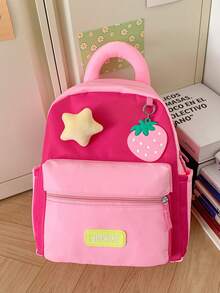 New Versatile Strawberry Backpack, Lightweight Casual Schoolbag, Dopamine Mini Backpack. - Pink - View 2