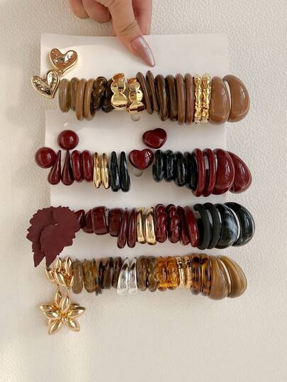 1-10 Pairs Random Water Drop & Heart Shaped Retro Y2K Acrylic Exaggerated Fashion Earrings Set, Blind Box Combination, Gift For Women, Mother's Day, Valentine's Day, Christmas, New Year, Daily Wear