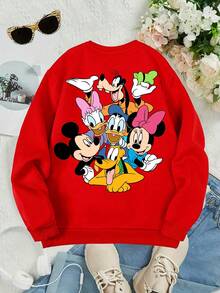Disney Classic Character Hoodies: Mickey Mouse And  All Come Together With Printed Patterns, Suitable For Both Boys And Girls, Perfect For Festivals, Machine Washable, Fashionable, Casual And Versatile. - 紅色 - 查看 3