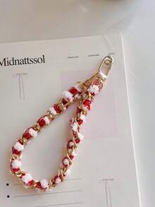 1pc Elegant Phone Case Chain, Handmade Bracelet, Bag/Key Chain, Wristlet - Multicolor - View 5