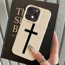 1个黑色十字图案全包覆式TPU防震手机壳，兼容苹果16、15、14、13、12、11 Pro Max及系列 - 彩色 - 查看 1