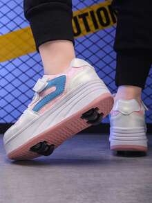 1双儿童带轮运动鞋，4轮滑鞋 - 珊瑚粉 - 查看 5