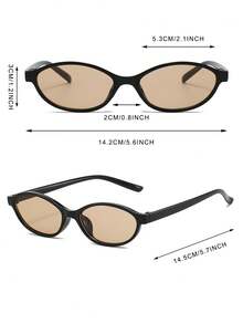 1副女士黑色椭圆形PC镜框复古纯色小框时尚眼镜，适合旅行度假佩戴 - 黑色 - 查看 4