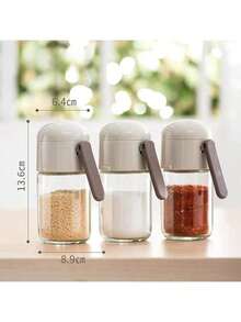 1 件厨房玻璃盐瓶容器，家用防潮密封香料罐，方便透明的盐研磨器分配器，用于盐、胡椒、辣椒粉和其他颗粒调味料