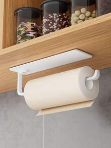 1Pc Drill-Free Wall-Mounted Bathroom Towel Rack. This Durable And Versatile Towel Rack Is Suitable For Bathroom And Kitchen Storage, And Can Hold Towels, Paper Towels, And Plastic Wrap. It's An Essential Household Item For Organization And Storage. - Multicolor - View 13