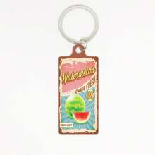 1个金属双面UV印刷水果元素钥匙扣，男女通用时尚配饰包包挂饰钥匙圈，适合作为礼物 - 彩色 - 查看 10