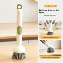 Refillable Liquid Adding Kitchen Brush - Long Handle Rotating Design, Multifunctional Non - Scratch Cleaner For Pots, Pans And Dishes - New Model - Multifunctional Rotary Pot Brush - View 13