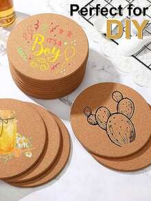 50/40/30/20/10 Non-Slip Cork Coaster Natural Round Wooden Cup Mat Heat Insulation Pads Tea Coffee Mug Drinks Holder Table Decoration - Multicolor - View 3