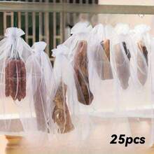 10个/25个装抽绳网袋 - 适用于培根、香肠、炸肉、仓鼠等 - 户外储物解决方案,培根晾干网,防蝇,肉类悬挂袋,透气,防鸟肉晾干工具,耐用网袋 - 白色 - 查看 12