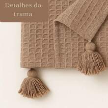 Rustic Blanket Sofa Decorative Handmade Pompom Bohochic Delicate Sophisticated Modern Minimalist Raw 1.40x1.40 - 摩卡棕 - 查看 8