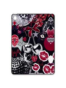 Y2K Baddie Collage iPad哑光黑保护壳，饰有复古迪斯科球、樱桃、红唇、豹纹、蝴蝶结、爱心锁图案，iPad保护套 - 黑色 - 查看 53
