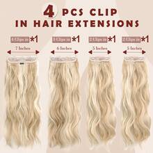 BARSDAR Extensions For Women - 4 Pcs Thick Double Weft Long Wavy Soft Synthetic Blends Well Hair Extension, 20 Inch Dirty Blonde - Champagne Blonde & White Blonde - View 2