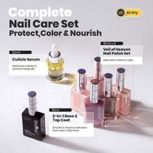 Beetles Pink Nail Polish Set, 5 Colors Nude Pink Jelly Collection Quick Dry Long Lasting Nail Polish Base &Amp; Top Coat And Cuticle Serum Kit Spring DIY Care For Nail Home Gift Sets For Women - 酒紅色 - 查看 2