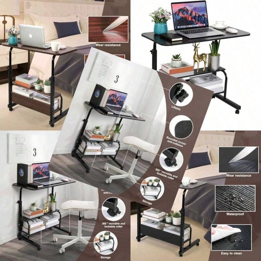 Mr.Workabee Mesa para Laptop Mesas de Computadora para Oficinas Familiares Portátiles Ajustables Verticales para Espacios Pequeños Mesas de Estudio de Escritura de Trabajo - Negro998 - Ver 1