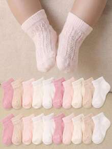 12 đôi tất lưới mềm mại cho bé, thiết kế thoáng khí, tất cho bé gái và trẻ nhỏ, dệt kim thoáng khí, thoải mái, co giãn, phù hợp cho bé mặc hàng ngày, từ 0-36 tháng, mùa xuân/hè, tất cho bé, tất cho bé gái, tất cho trẻ nhỏ, tất ngắn, tất lưới, quà Giáng sinh, quà năm mới, vật dụng cần thiết cho bé gái. - Nhiều màu - Xem 1