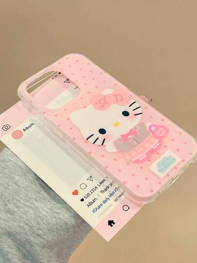 Sanrio 三丽鸥日韩风可爱波点手提包，Hello Kitty少女手机壳，兼容 17 Pro Max/16 Pro Max/15/14/13，防震适用于15 Pro Max/12/11，时尚卡通设计，独一无二