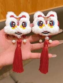 2个中国风舞狮铃铛发夹，适合新年庆祝活动 - 彩色 - 查看 8