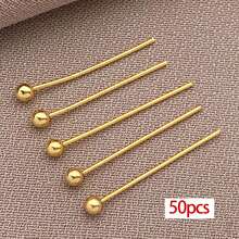 50pcs 18K Gold Plated Ball Head Pins End Headpins Brass Wire Needle Straight Sewing Pins For Earring Pendant Bracelet Necklace Jewelry Making Findings DIY Craft Handmade - Multicolor - View 16