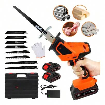 Sierra Recíproca Inalámbrica Sierra Sable Eléctrico 21v con 2 Baterías Incluye Cargador, para Madera, Metal, Hueso y PVC