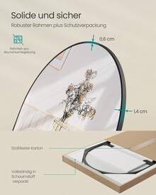 SONGMICS Ganzkörperspiegel 160 x 50 cm rechteckiger Standspiegel Aluminiumlegierung Rahmen gehärtetes Glas für Schlafzimmer Wohnzimmer Kleiderschrank Tintenschwarz LFM030B01 - Schwarz - Übersicht 4