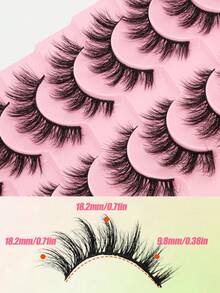 10 Pairs Thick 3D Multi-Layer DD Curl Russian Volume False Eyelashes, High Curl Degree, Voluminous Full Strip Lashes, European Style - Fluffy Lashes - View 6