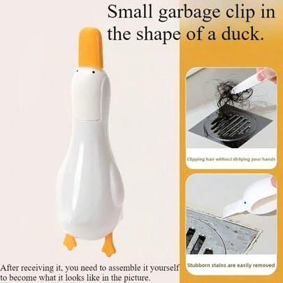 1个鸭嘴形底座浴室迷你垃圾夹，清洁工具夹，适用于浴缸、瓷砖排水口、水槽清洁，厨房清洁配件，是清洁工、园丁、家庭和工业清扫的理想之选，多功能卫生垃圾夹，圣诞节、新年和生日礼物