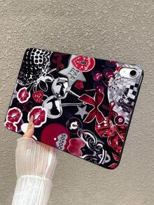 Y2K Baddie Collage iPad哑光黑保护壳，饰有复古迪斯科球、樱桃、红唇、豹纹、蝴蝶结、爱心锁图案，iPad保护套 - 黑色 - 查看 8