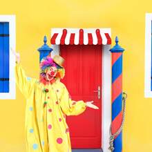 Fowecelt 2 套马戏团主题遮阳篷装饰，3D 条纹纸板遮阳篷，适用于夏季户外嘉年华墙面装饰、马戏团派对装饰（粉色、红色、绿色、黄色、蓝色、马卡龙风格）