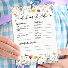 Wildflowers Theme BabyShower Game Cards Predictions & Advice Game Cards - BabyShower Funny Activity Unisex Gender Reveal Supplies - Multicolor - View 1