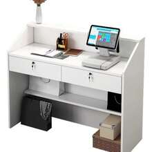 Mostrador De Caja Blanco De 100 Cm De Ancho 92cm Blanco - Blanco - Ver 1