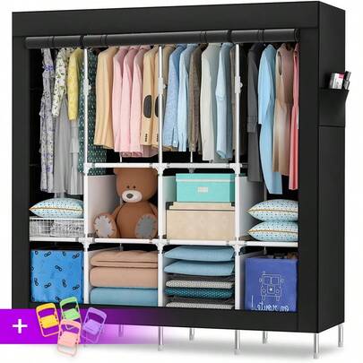 LÈRFM [MXBTG]Armario portátil de 4 heces, armario tubular con funda de tela, armario plegable con estante, armario, armario con estante, trastero de ropa, no tejido, trastero de ropa, antipolvo, trastero de dormitorio,ganchos para colgar ropa,hogar,muebles para cuarto,closet para ropa,muebles,organizador de ropa,muebles para el hogar,organización y almacenamiento,cosas para el hogar,armario de ropa closet,ropero