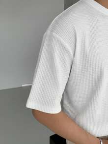 Driftmere Men's New Knitted Crew Neck Short Sleeve T-Shirt, Casual And Simple, Summer - White - View 4