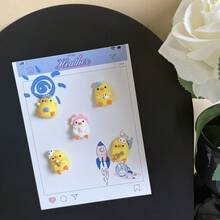 5张随机可爱黄色小鸡磁性冰箱贴，超萌吉他小鸡，日式风格，冰箱装饰，磁性贴纸，留言板磁铁，家居装饰，厨房装饰，厨房用品，冰箱装饰，节日最佳礼物 - 彩色 - 查看 4