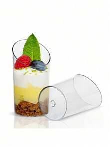 10pcs Party Tableware Plastic Round Mouth Slanted Mouth Round Cup Creative Cup Mousse Cup Dessert Cup Plastic Cup Cake Cup Family Gathering Tableware - Multicolor - View 1