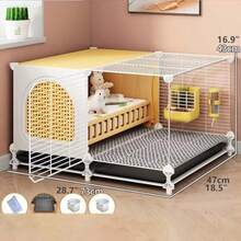 DJKFH Jaula Cobaya Jaula Conejo Jaula para Mascotas Pequeña Jaula para Mascotas Mejorada Ventilada Y Transpirable La Puerta r Se Puede Abrir con Caja De Agua Caja De Comida Bandeja Y - 734743cm - Ver 7