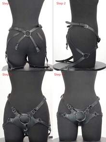 1pc Women's PU Leather Body Harness Garter Belt - Adjustable Thigh Straps For Club, Rave, Cosplay, And Fashion - 彩色 - 查看 6