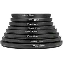 Ladieshow 8 Piezas Juego de Adaptador de Anillo de Filtro de Lente de Cámara, Kit de Anillo Adaptador de Filtro de Lente de Aluminio Anodizado, Objetivo Escalonado49-52-55-58-62-62-67-72-77-82mm - / - Ver 4