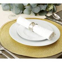 Set Of 6 Round Woven Metallic Placemats, Design Imports - Gold - View 4